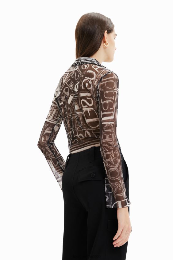 Desigual mujer camisa corta de tul delgada VZ26R0347 ropa