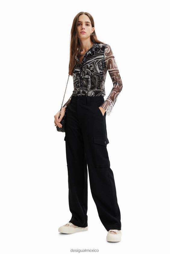 Desigual mujer camisa corta de tul delgada VZ26R0347 ropa