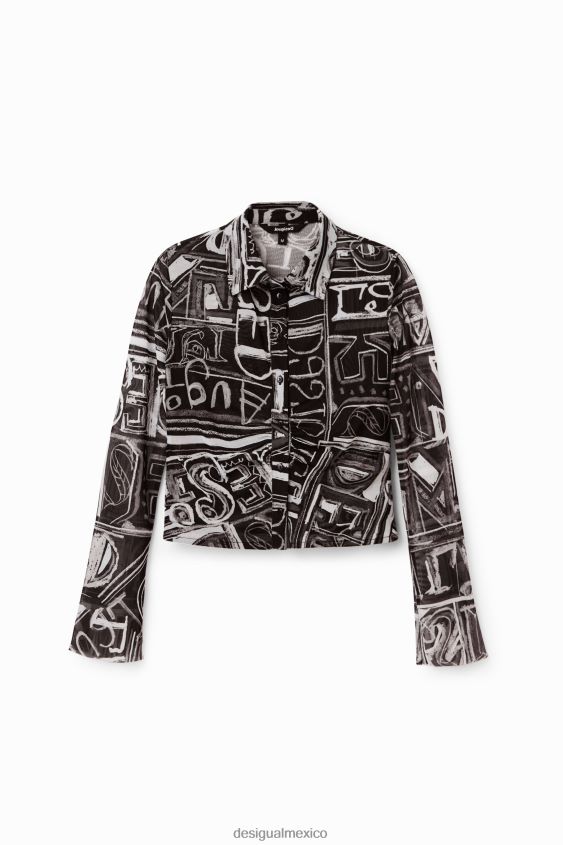 Desigual mujer camisa corta de tul delgada VZ26R0347 ropa