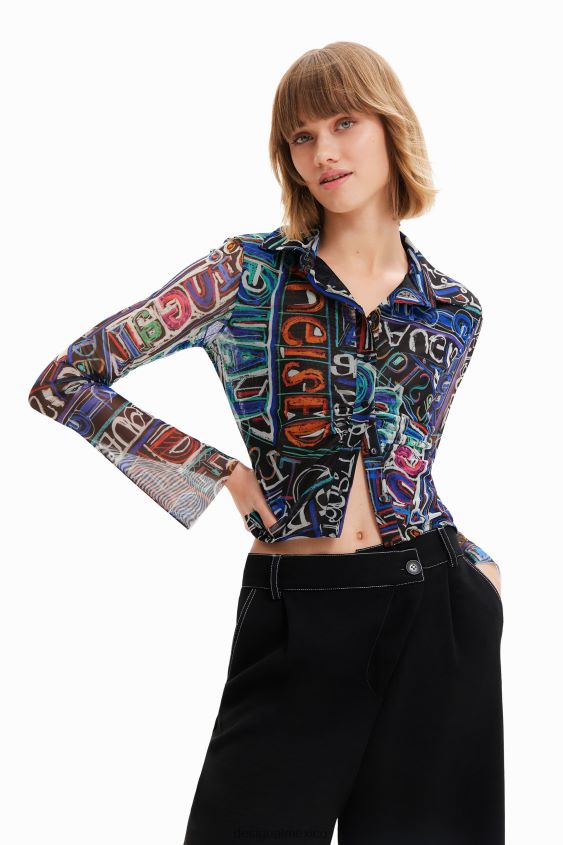 Desigual mujer camisa corta de tul delgada VZ26R0649 ropa