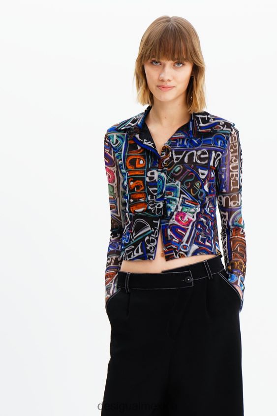 Desigual mujer camisa corta de tul delgada VZ26R0649 ropa