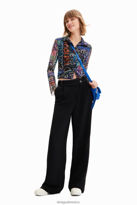 Desigual mujer camisa corta de tul delgada VZ26R0649 ropa