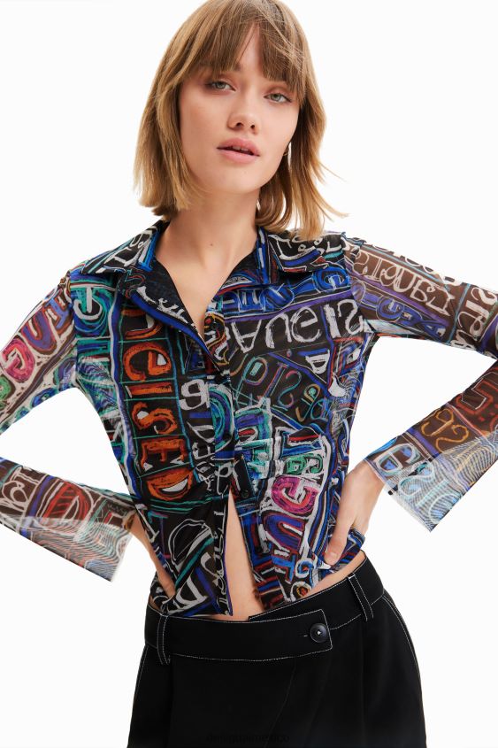 Desigual mujer camisa corta de tul delgada VZ26R0649 ropa