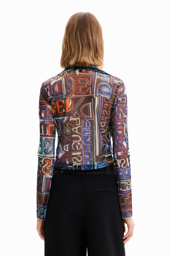 Desigual mujer camisa corta de tul delgada VZ26R0649 ropa