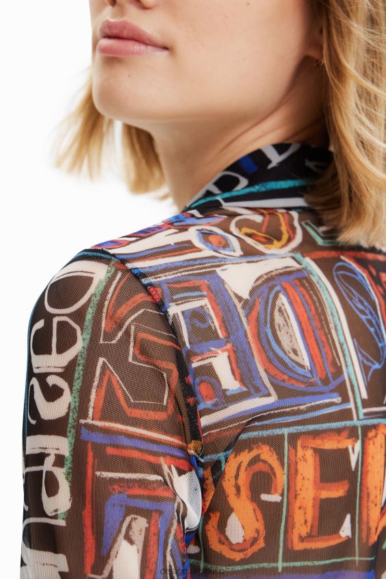 Desigual mujer camisa corta de tul delgada VZ26R0649 ropa