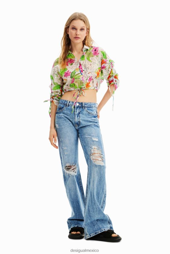 Desigual mujer camisa corta fruncida VZ26R0536 ropa