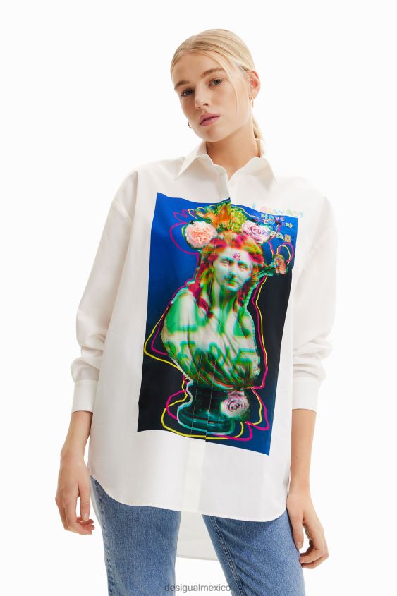 Desigual mujer camisa de busto de gran tamaño VZ26R0953 ropa