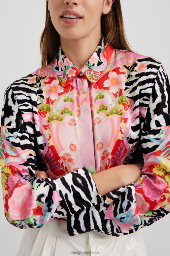 Desigual mujer camisa de cebra de flores VZ26R0470 ropa
