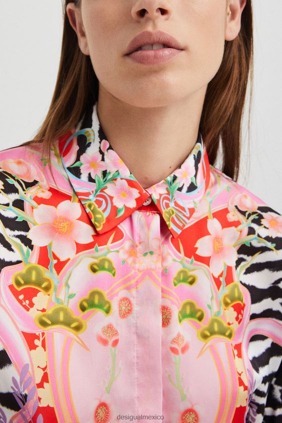 Desigual mujer camisa de cebra de flores VZ26R0470 ropa