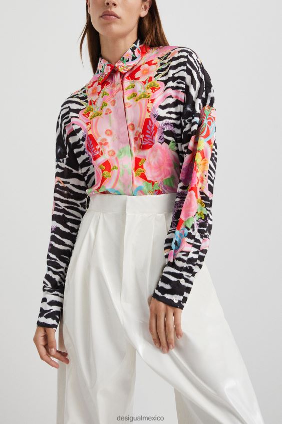 Desigual mujer camisa de cebra de flores VZ26R0470 ropa