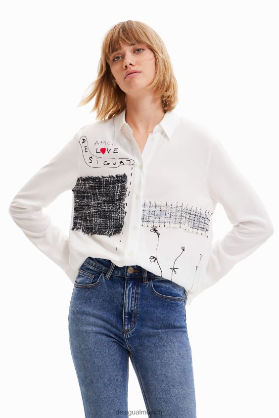 Desigual mujer camisa de patchwork y flores VZ26R01022 ropa