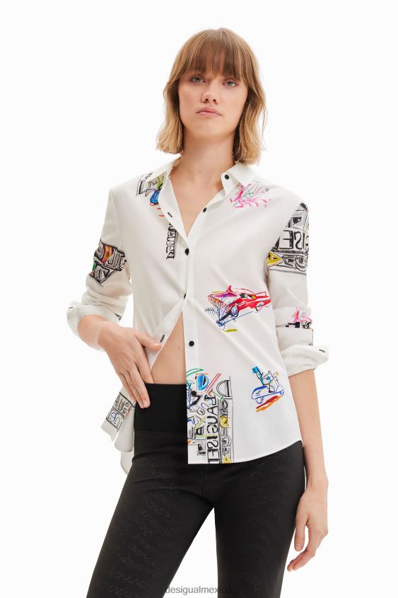 Desigual mujer camisa ilustrada de manga larga VZ26R0895 ropa