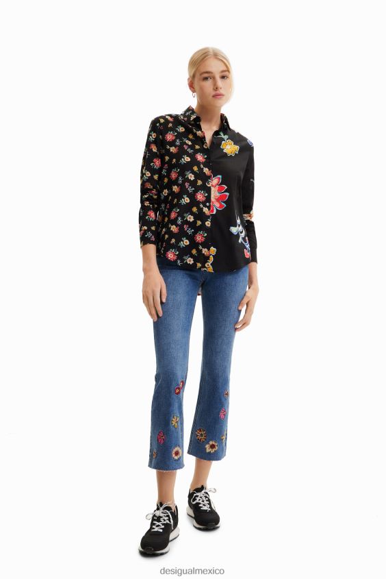 Desigual mujer camisa mitad y mitad floral VZ26R0914 ropa