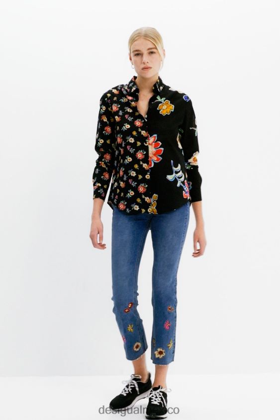 Desigual mujer camisa mitad y mitad floral VZ26R0914 ropa