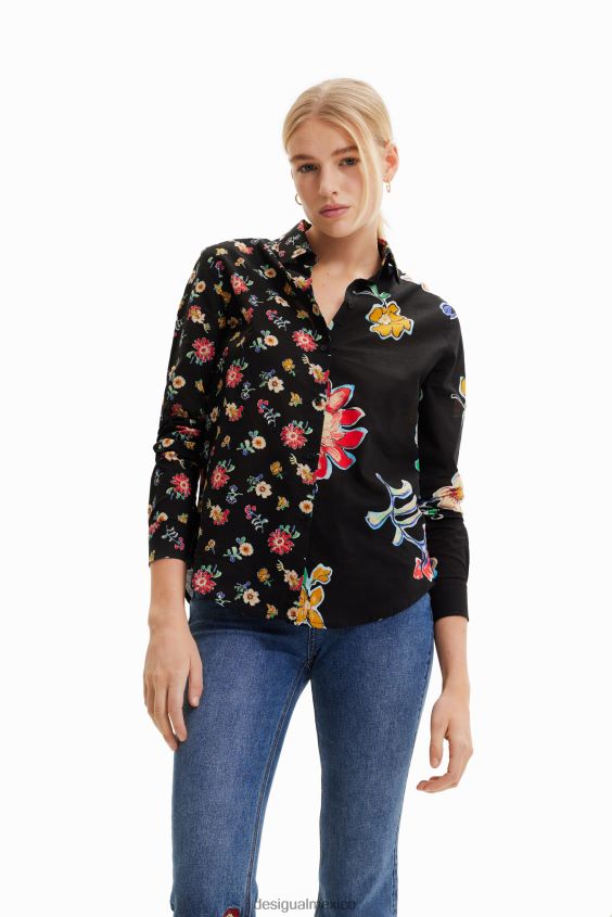 Desigual mujer camisa mitad y mitad floral VZ26R0914 ropa