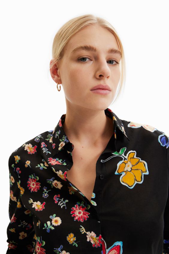 Desigual mujer camisa mitad y mitad floral VZ26R0914 ropa