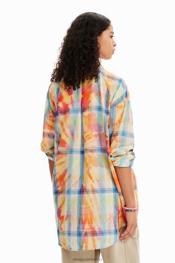 Desigual mujer camisa oversize a cuadros con efecto tie-dye VZ26R0455 ropa