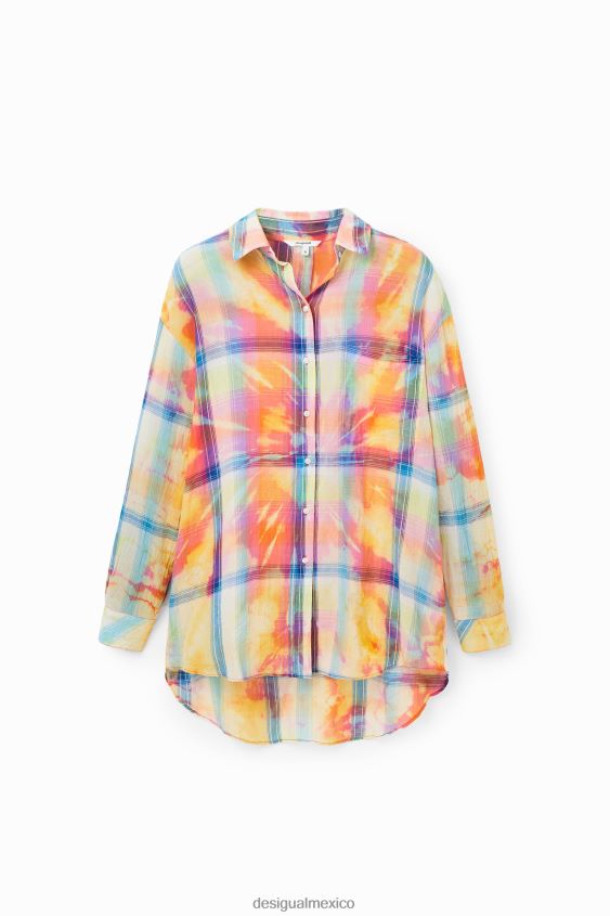 Desigual mujer camisa oversize a cuadros con efecto tie-dye VZ26R0455 ropa