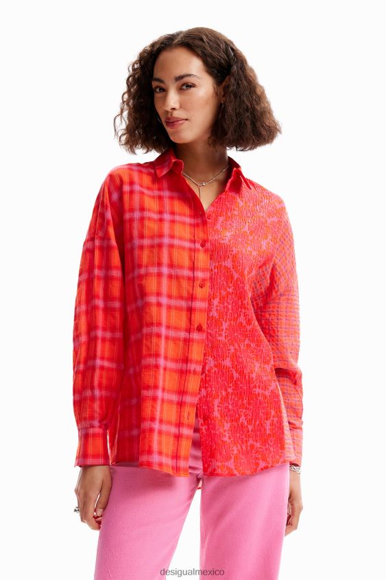Desigual mujer camisa oversize a cuadros con patchwork VZ26R0506 ropa