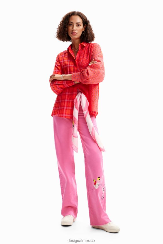 Desigual mujer camisa oversize a cuadros con patchwork VZ26R0506 ropa