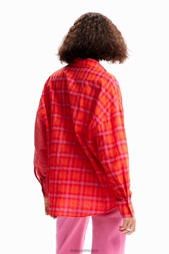 Desigual mujer camisa oversize a cuadros con patchwork VZ26R0506 ropa