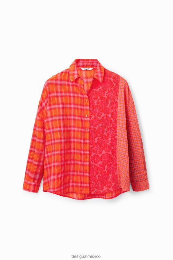 Desigual mujer camisa oversize a cuadros con patchwork VZ26R0506 ropa