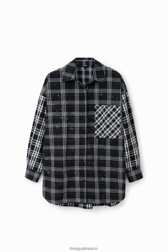 Desigual mujer camisa oversize a cuadros con patchwork VZ26R070 ropa