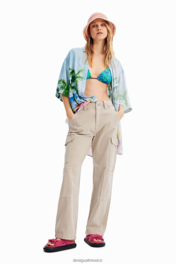 Desigual mujer camisa oversize de lino tropical VZ26R0368 ropa