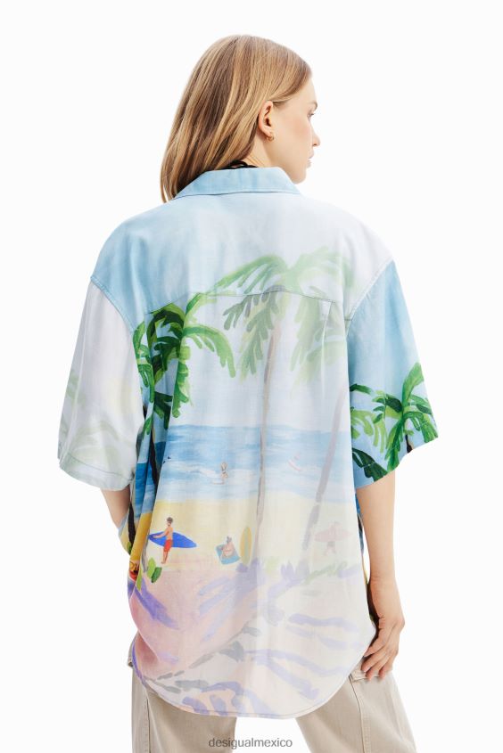 Desigual mujer camisa oversize de lino tropical VZ26R0368 ropa