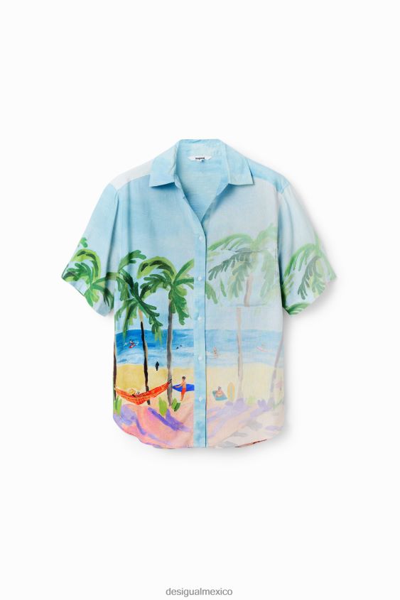 Desigual mujer camisa oversize de lino tropical VZ26R0368 ropa