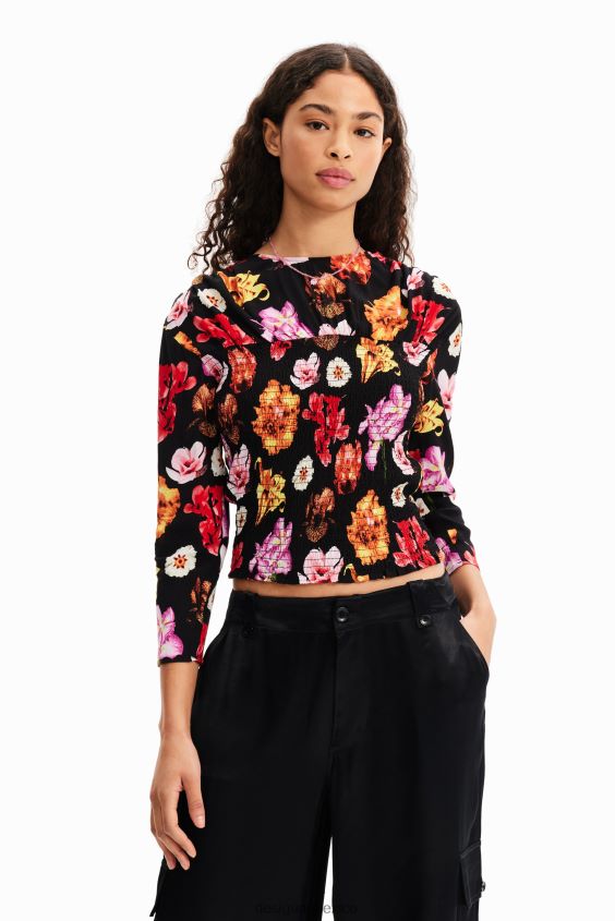 Desigual mujer metro. blusa fruncida floral de christian lacroix VZ26R0615 ropa