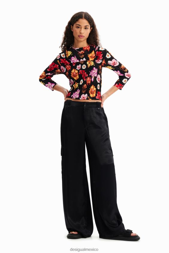 Desigual mujer metro. blusa fruncida floral de christian lacroix VZ26R0615 ropa