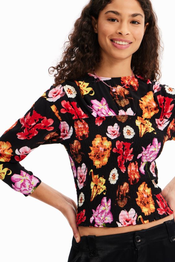 Desigual mujer metro. blusa fruncida floral de christian lacroix VZ26R0615 ropa