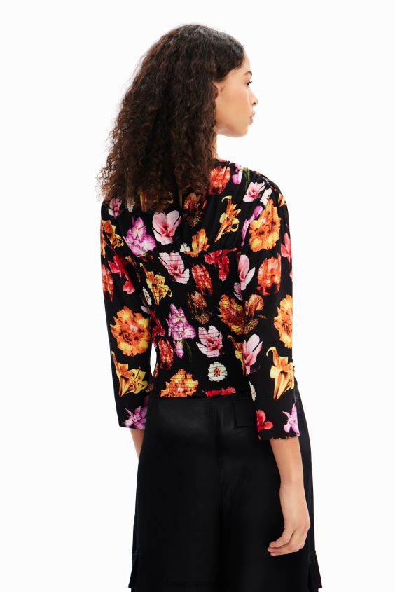 Desigual mujer metro. blusa fruncida floral de christian lacroix VZ26R0615 ropa