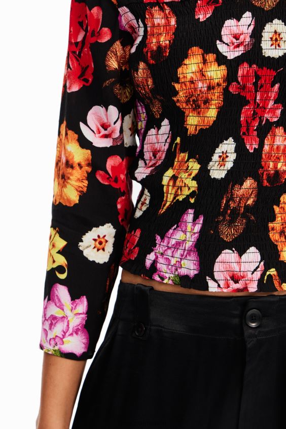 Desigual mujer metro. blusa fruncida floral de christian lacroix VZ26R0615 ropa