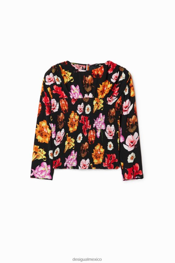 Desigual mujer metro. blusa fruncida floral de christian lacroix VZ26R0615 ropa