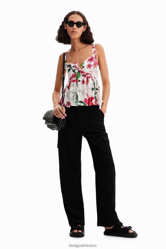 Desigual mujer top con tirantes tropicales VZ26R0622 ropa