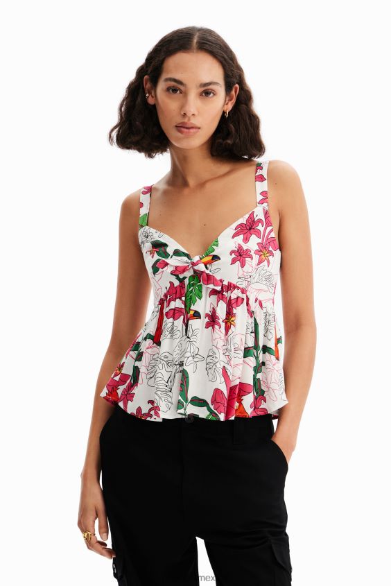 Desigual mujer top con tirantes tropicales VZ26R0622 ropa