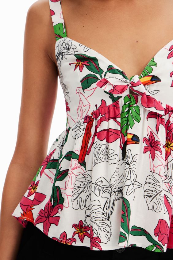 Desigual mujer top con tirantes tropicales VZ26R0622 ropa