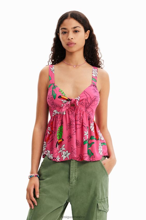 Desigual mujer top con tirantes tropicales VZ26R0777 ropa