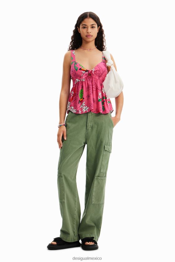 Desigual mujer top con tirantes tropicales VZ26R0777 ropa