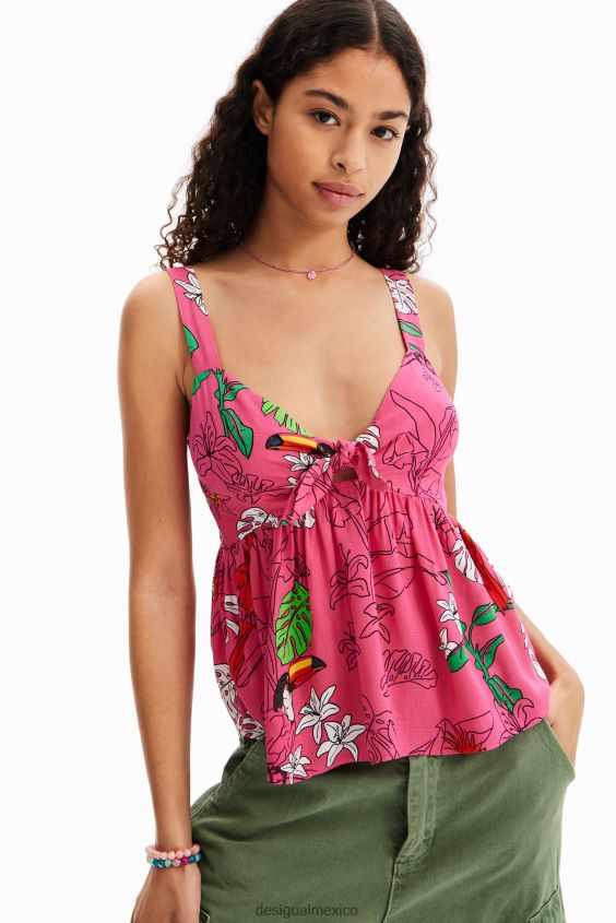Desigual mujer top con tirantes tropicales VZ26R0777 ropa