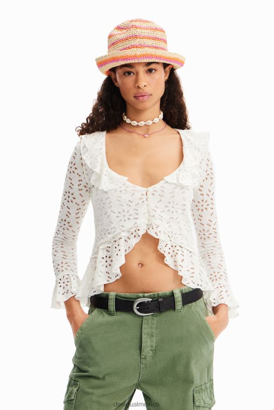 Desigual mujer blusa de manga larga con volantes VZ26R0372 ropa