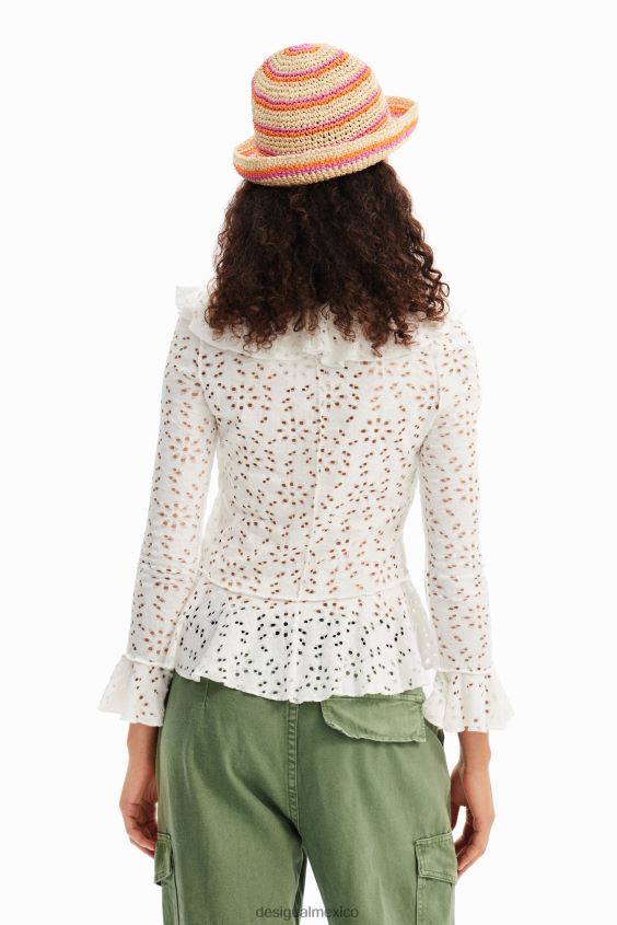 Desigual mujer blusa de manga larga con volantes VZ26R0372 ropa