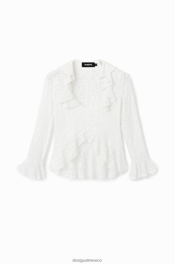 Desigual mujer blusa de manga larga con volantes VZ26R0372 ropa
