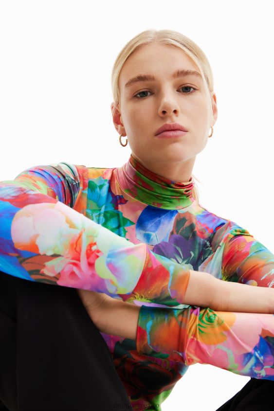 Desigual mujer camiseta ajustada con estampado floral VZ26R0284 ropa