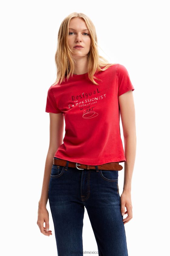 Desigual mujer camiseta ajustada con mensaje VZ26R0116 ropa
