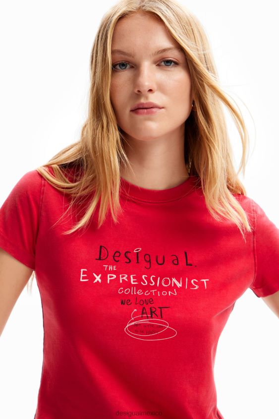 Desigual mujer camiseta ajustada con mensaje VZ26R0116 ropa