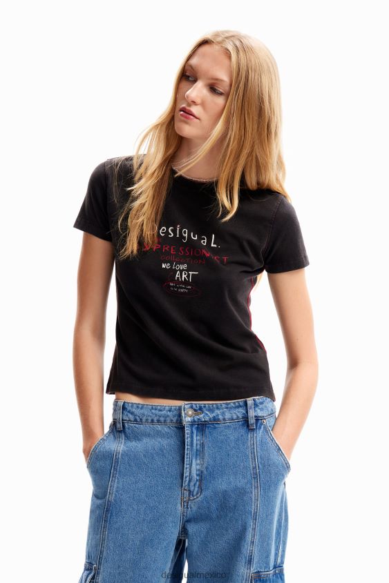 Desigual mujer camiseta ajustada con mensaje VZ26R0227 ropa