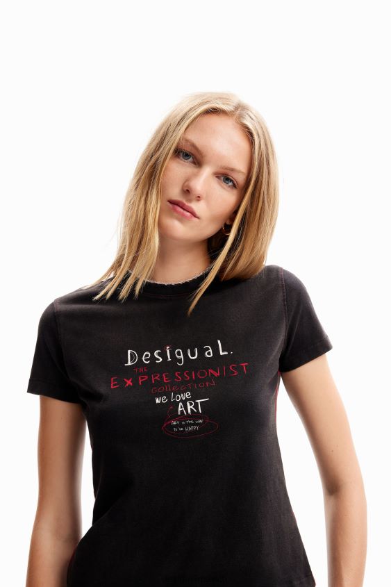 Desigual mujer camiseta ajustada con mensaje VZ26R0227 ropa